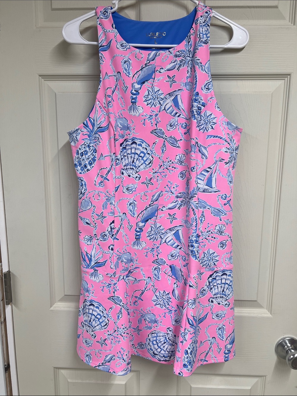 Lilly Pulitzer Pink and Blue Nautical Shell Print Sleeveless Dress